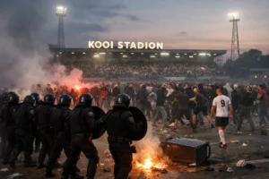 Afscheidswedstrijd verstoord door ongeregeldheden tussen supporters in Kooi Stadion
