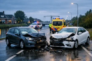 Botsing tussen twee auto's op de Zuiderdwarsvaart in Drachten