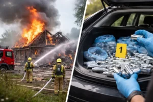 Brand legt woning in Munnekeburen geheel in de as, lachgasvondst in Leeuwarden