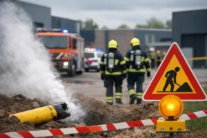 Gasleiding geraakt bij Gorredijk, vier bedrijfspanden ontruimd