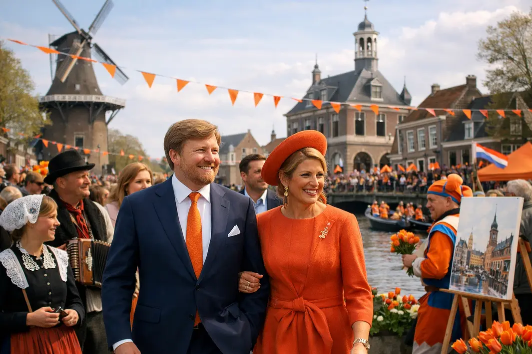 Koningsdag in Dokkum: Koninklijke familie maakt kennis met cultuur en kunst tijdens korte wandeling