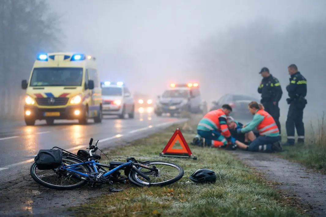 Meerdere ongevallen in Friesland door mist, twee fietsers gewond in Haskerhorne