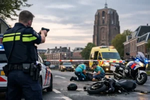 Politie schiet waarschuwingsschot bij aanhouding in Leeuwarden; motorrijder raakt gewond bij ongeluk