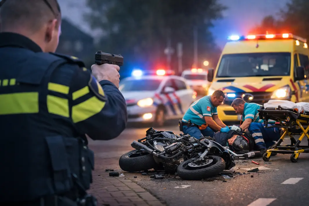 Politie schiet waarschuwingsschot bij aanhouding; motorrijder raakt gewond bij ongeval in Leeuwarden