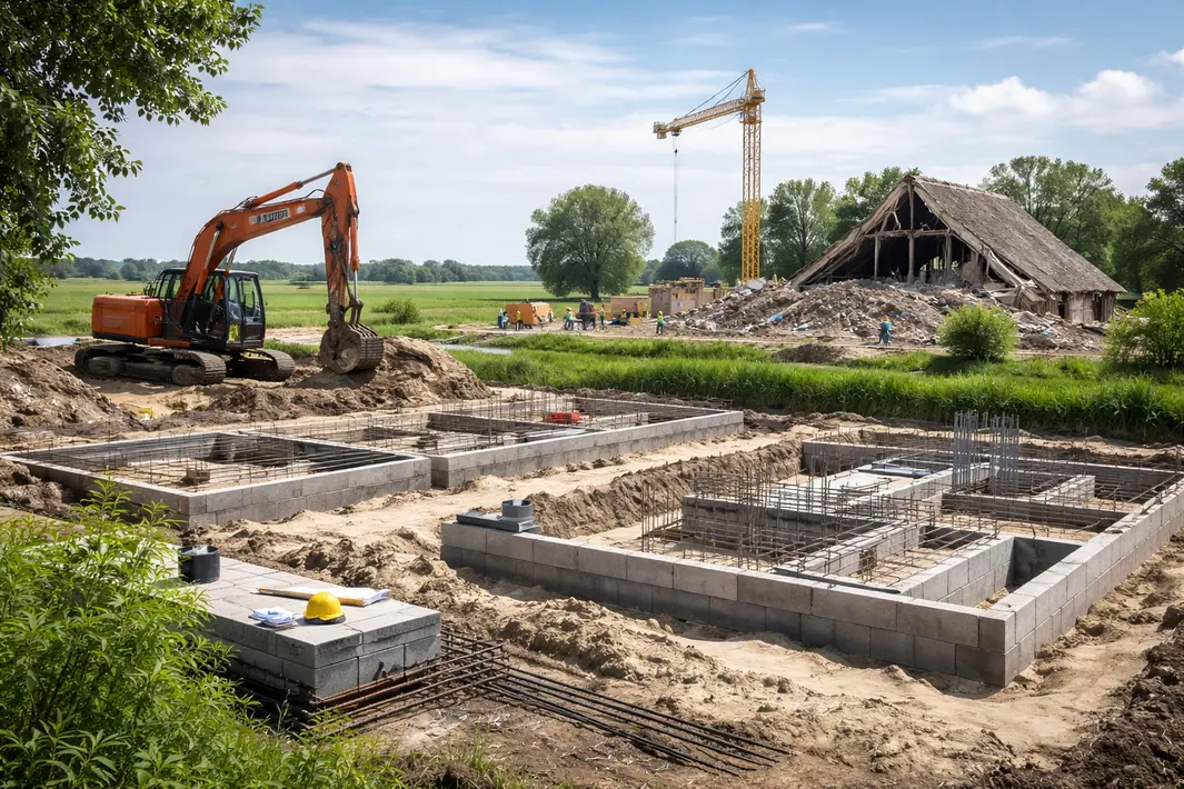 Start nieuwbouw na sloop verzakte boerderij in Spanga