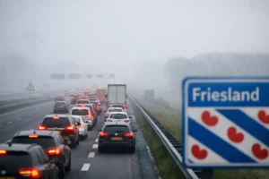 Verkeersproblemen en mist in Friesland leiden tot grote files op A7
