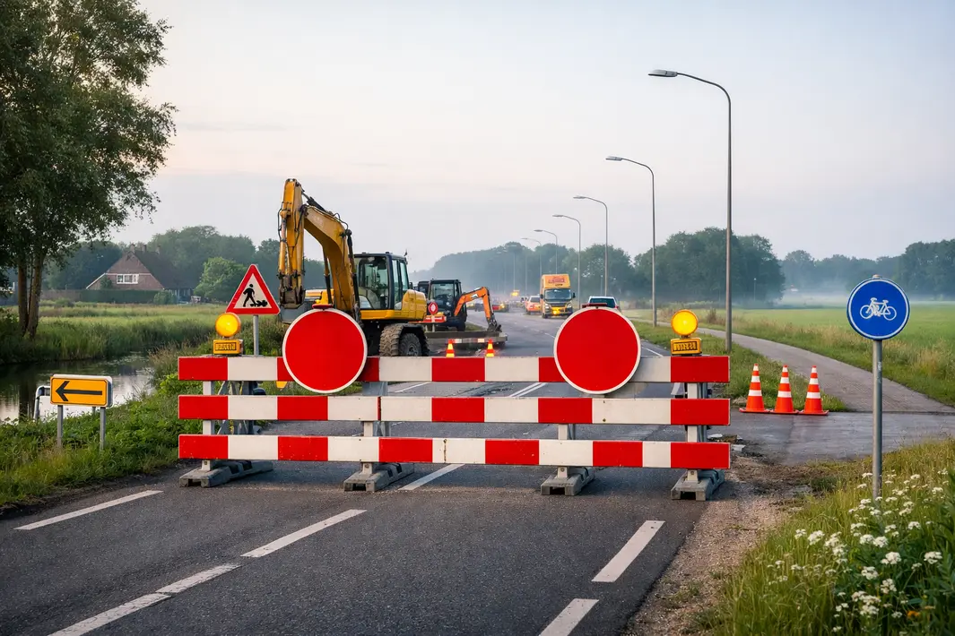 Wegafsluiting N355 tussen Noardburgum en Twijzel voor acht weken wegens werkzaamheden