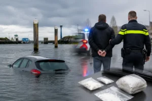 Auto te water in Lauwersoog en aanhouding na drugsvondst in Sneek