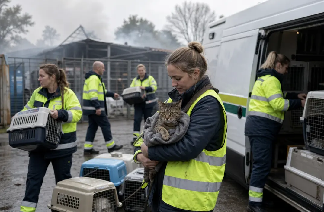 Dierenambulance redt tientallen dieren na brand in dierenverblijf