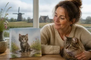 Eerste kinderboek van Linda de Klein over modderige kat en geluk