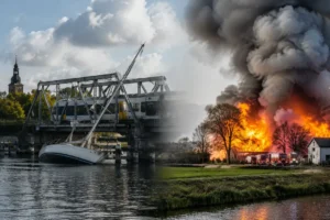 Incidenten in Friesland: zeilbootongeluk bij spoorbrug Grou en grote brand in Aldeboarn