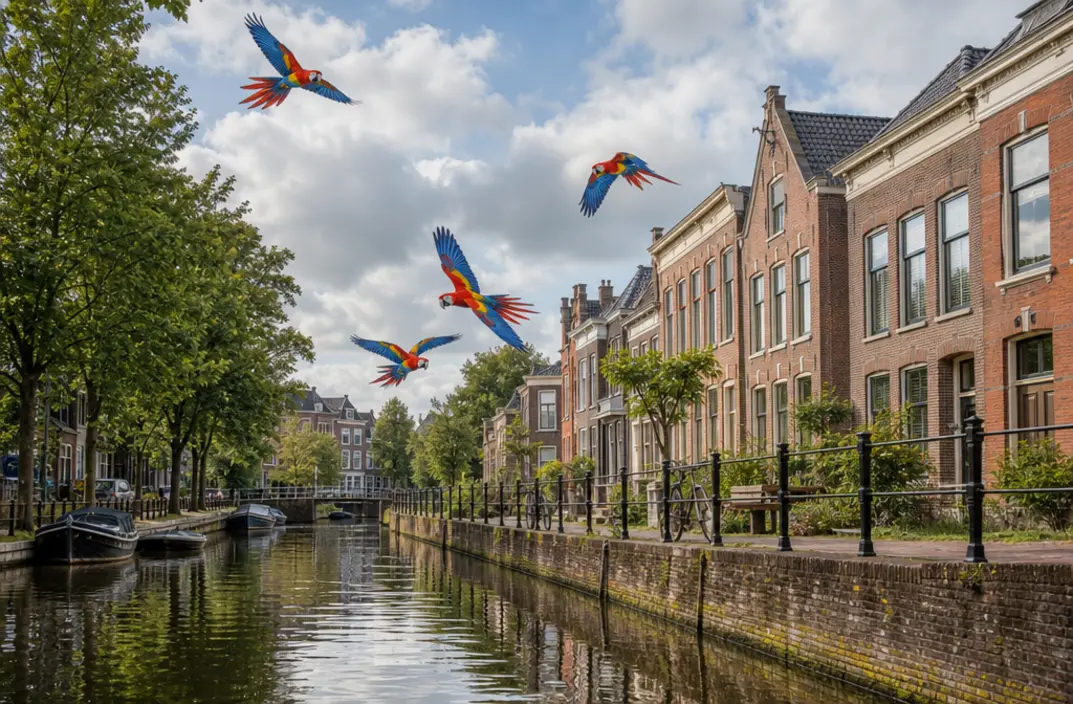 Kleurrijke ara’s brengen levendigheid in Oud-Oost Leeuwarden