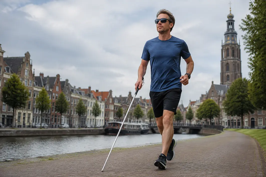 Man met visuele beperking zet zich in door deelname aan Loop Leeuwarden