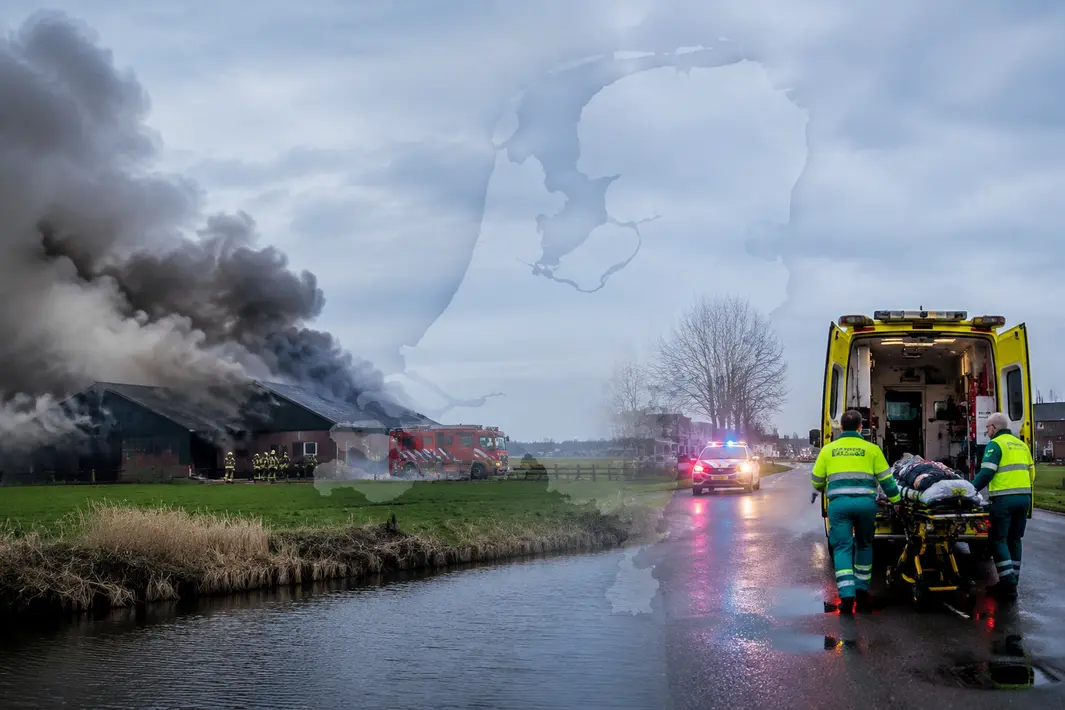 Rookontwikkeling door schuurbrand in Aldeboarn en lichtgewonde bij incident in Wolvega