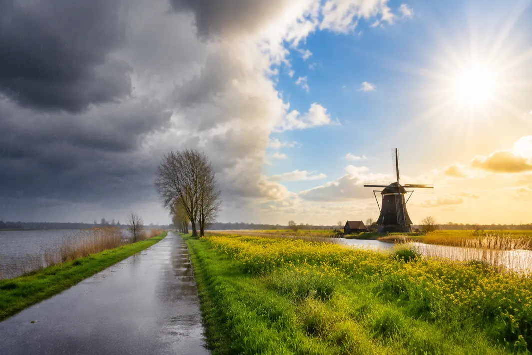 Temperatuurstijging na een paar dagen buiig en druilerig weer