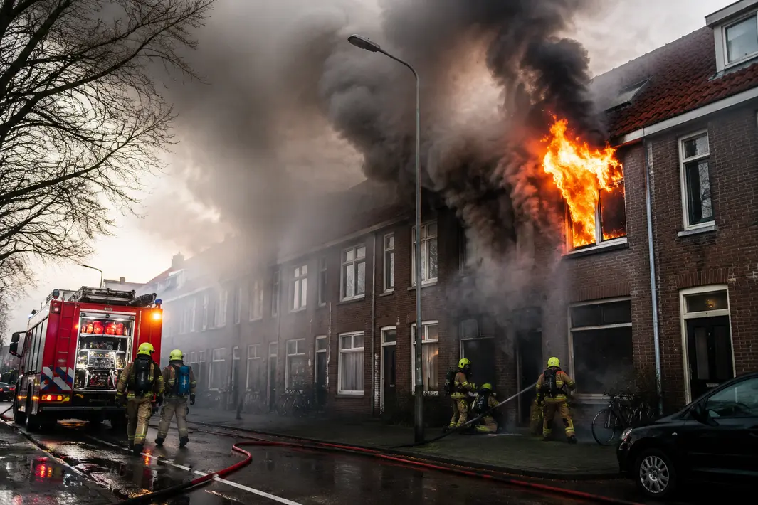 Uitslaande brand in woning aan Trompstraat zorgt voor veel rookontwikkeling
