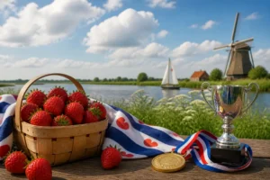 Viering van sportprestatie en verse aardbeien in Friesland