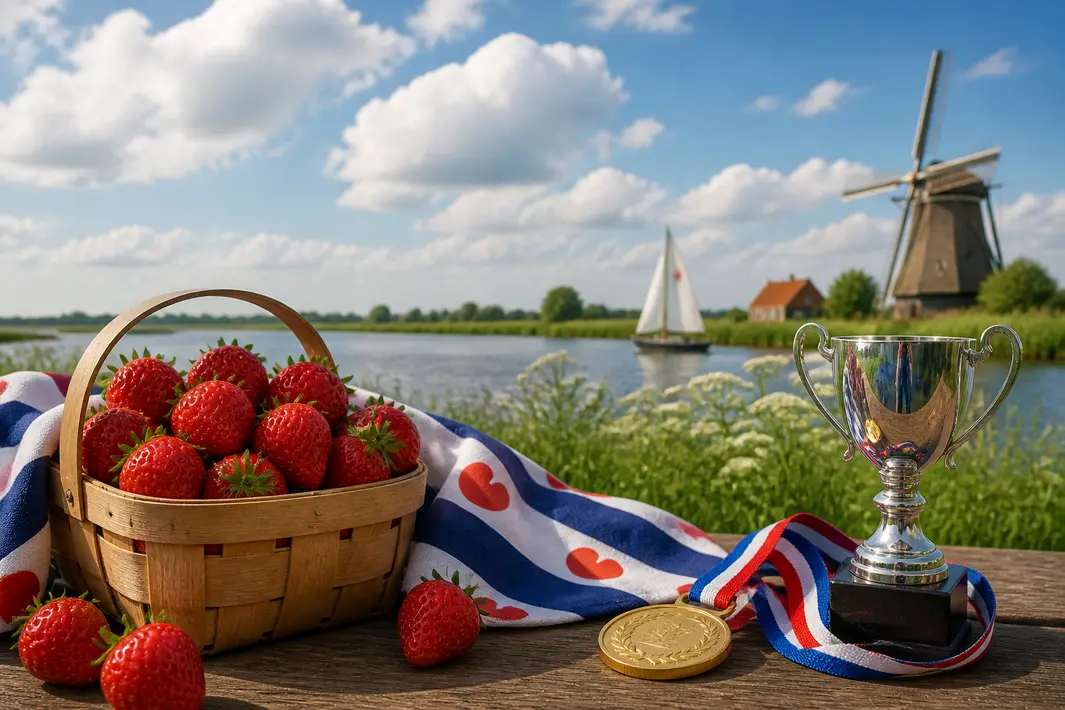 Viering van sportprestatie en verse aardbeien in Friesland