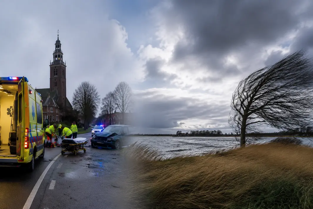 Zwaargewonde bij ongeluk in Sint Jacobiparochie en waarschuwing voor zware windstoten in Friesland