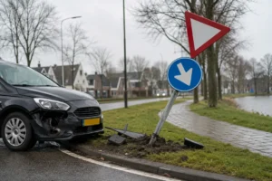 Automobilist veroorzaakt schade aan verkeersborden in Joure